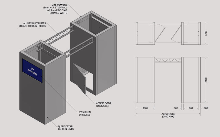 stand drawing elevation and plan