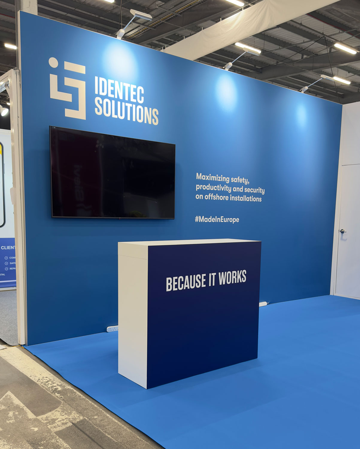 Installation of lighting and monitor onto framework