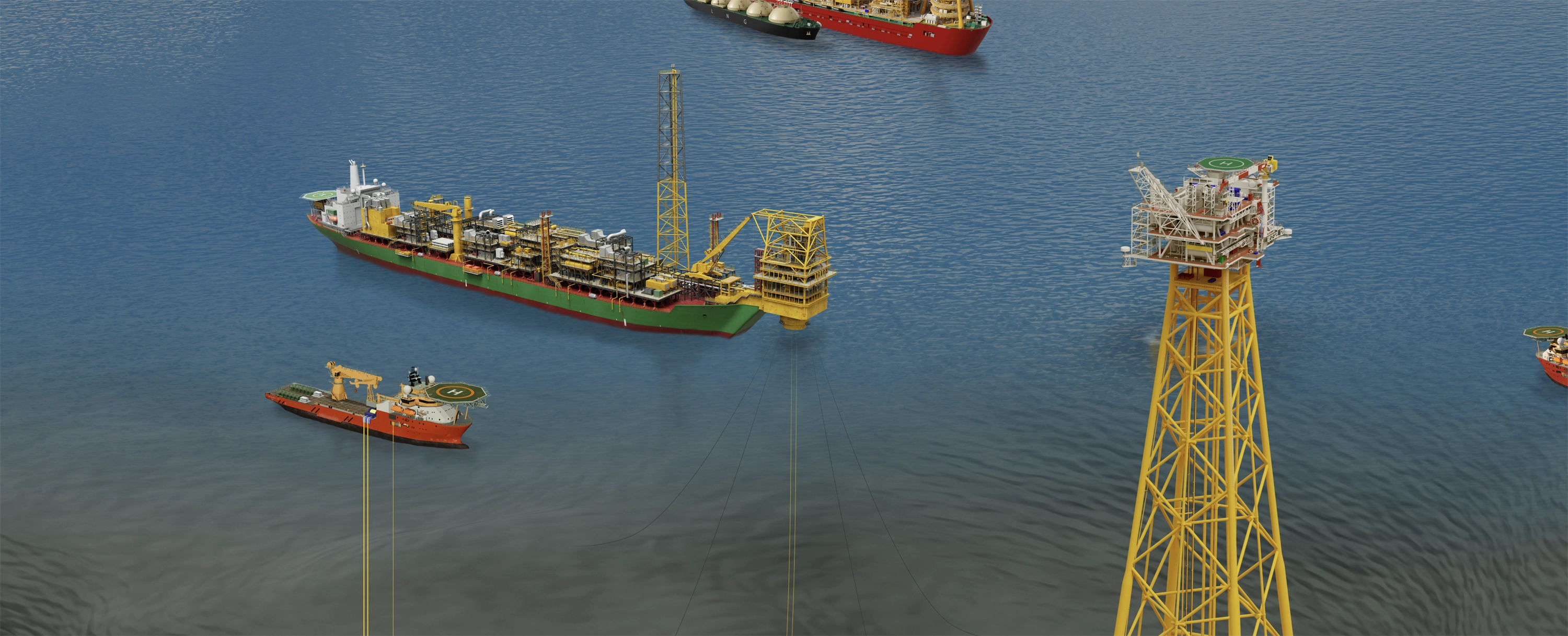 FPSO and rig detail illustration