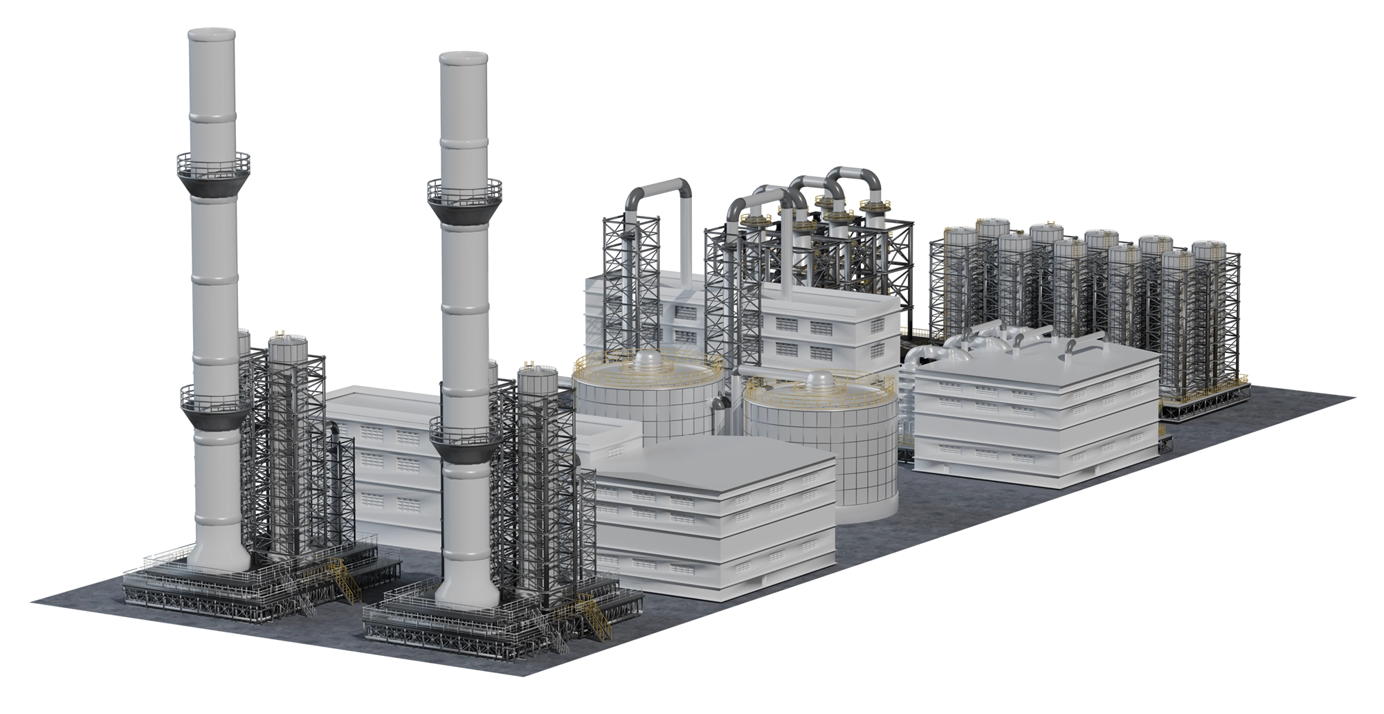 onshore oil and gas plant illustration